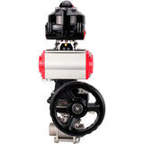 Ball valves Elephant BV3232P(3pc)-FP-W-ISO-H WDVF DN15-32 63 bar full bore, 316 stainless steel, seal - PTFE, for welding, with PA-DA pneumatic actuator, pneumatic distributor 4M310-08 24V, LSU APL-510N EX, manual backup for MON