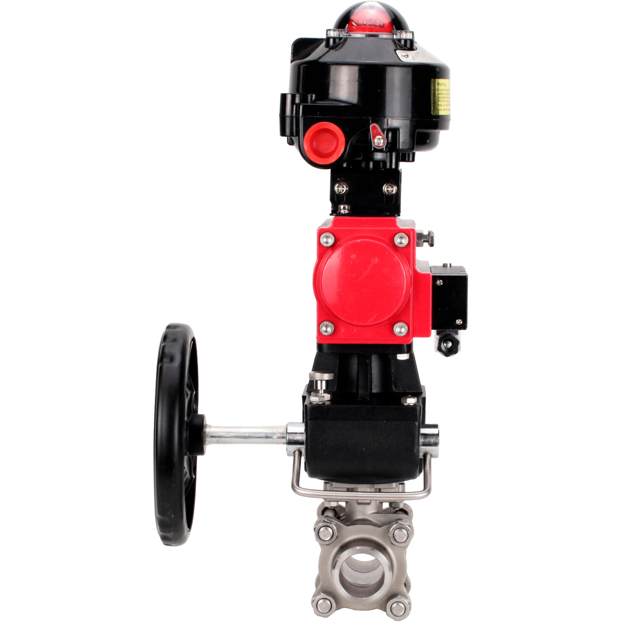 Ball valves Elephant BV3232P(3pc)-FP-W-ISO-H WDVF DN15-32 63 bar full bore, 316 stainless steel, seal - PTFE, for welding, with PA-DA pneumatic actuator, pneumatic distributor 4M310-08 24V, LSU APL-510N EX, manual backup for MON