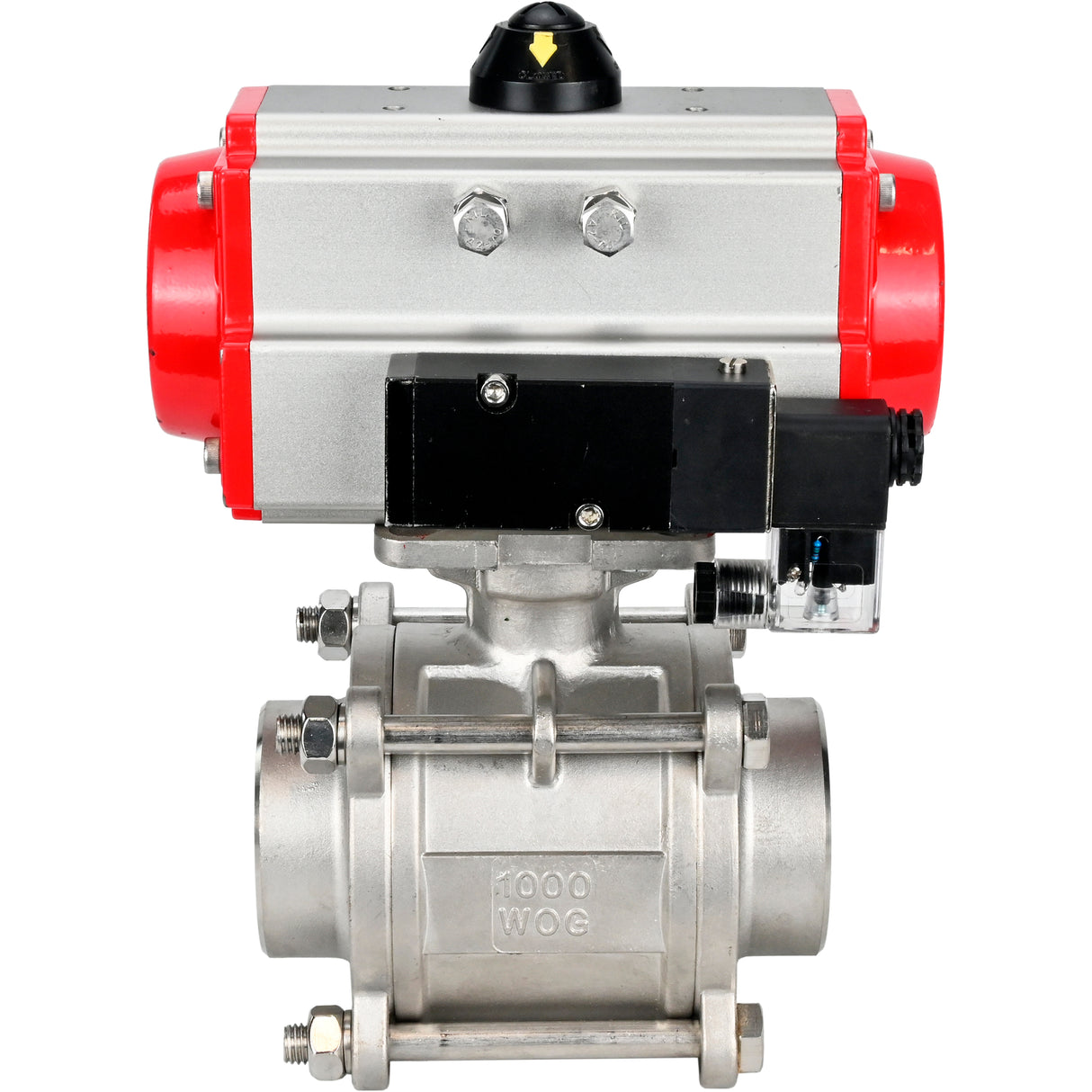 Ball valves Elephant BV3232P(3pc)-FP-W-ISO-H WDVF DN15-32 63 bar full bore, body - 316 stainless steel, seal - PTFE, for welding, with PA-SA pneumatic actuator, pneumatic distributor 4M310-08 220V