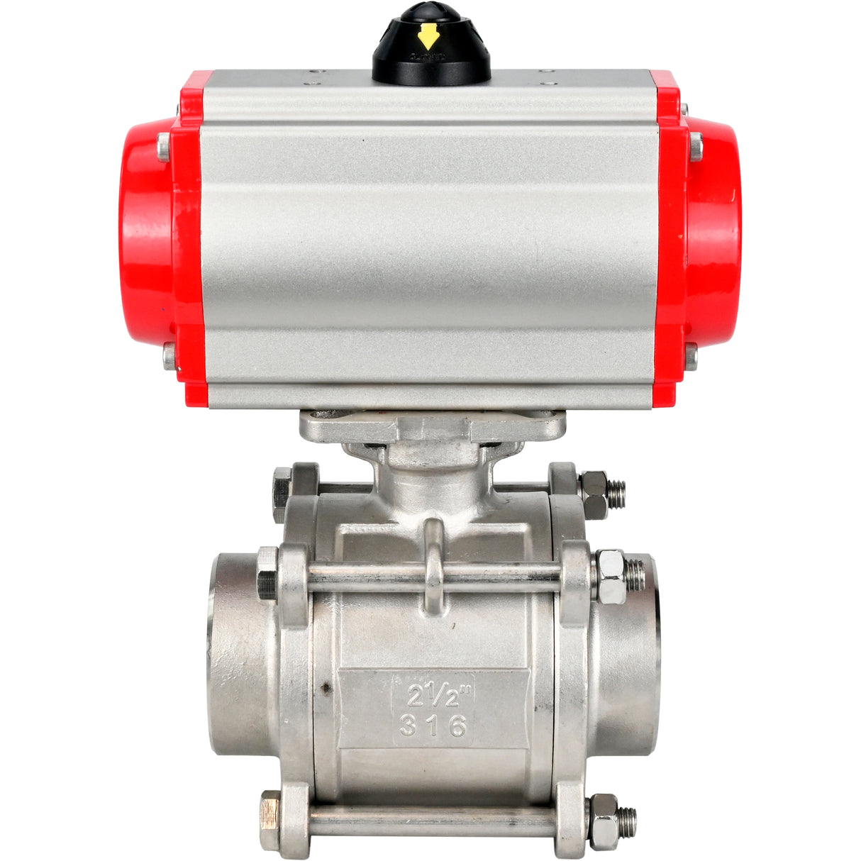 Ball valves Elephant BV3232P(3pc)-FP-W-ISO-H WDVF DN15-32 63 bar full bore, body - 316 stainless steel, seal - PTFE, for welding, with PA-SA pneumatic actuator, pneumatic distributor 4M310-08 220V