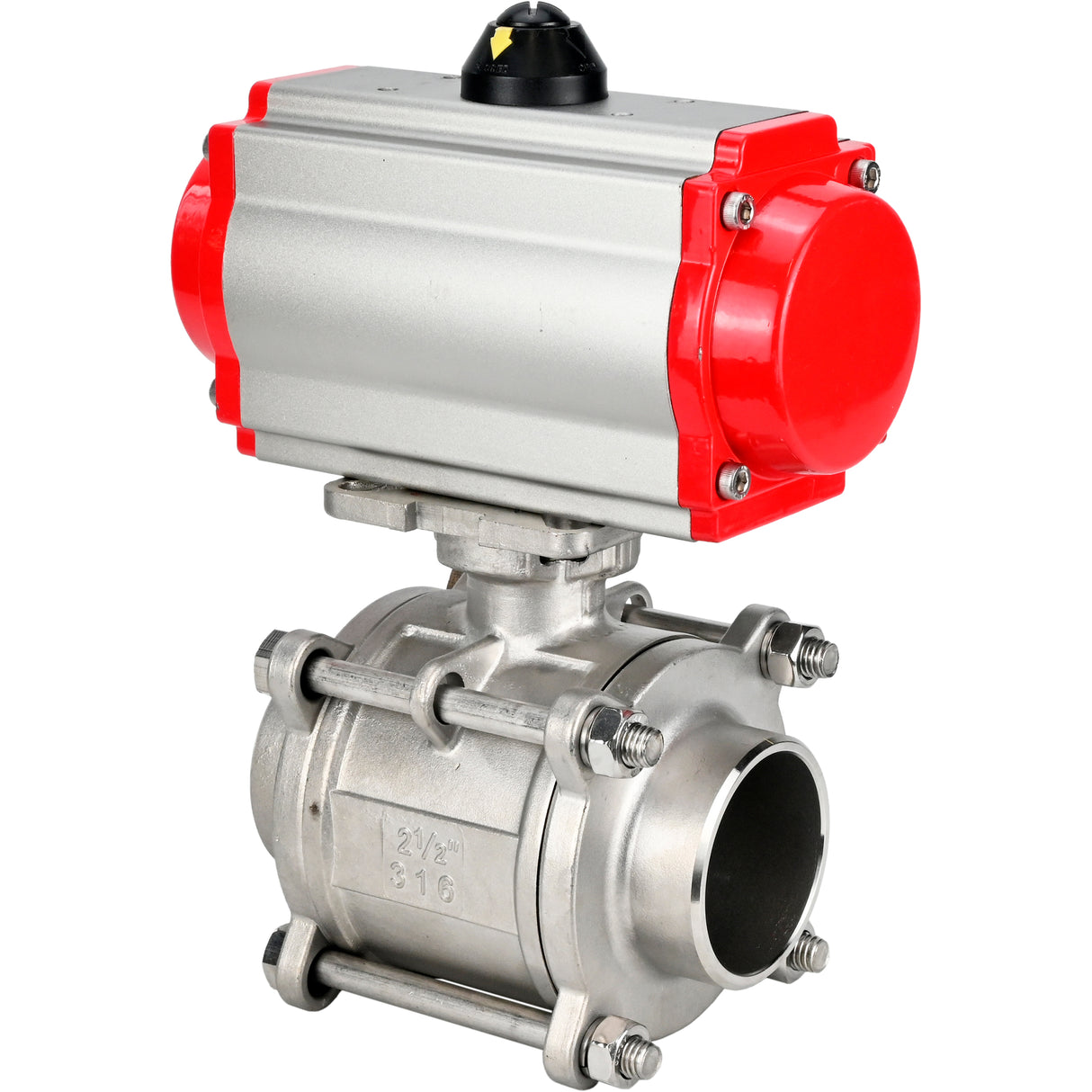 Ball valves Elephant BV3232P(3pc)-FP-W-ISO-H WDVF DN15-32 63 bar full bore, body - 316 stainless steel, seal - PTFE, for welding, with PA-SA pneumatic actuator, pneumatic distributor 4M310-08 220V