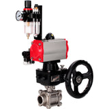 Ball valves Elephant BV3232P(3pc)-FP-W-ISO-H WDVF DN15-32 63 bar full bore, 316 stainless steel, seal - PTFE, for welding, with PA-DA pneumatic actuator, pneumatic distributor 4M310-08 220V, manual backup for MON, ATU AFC2000