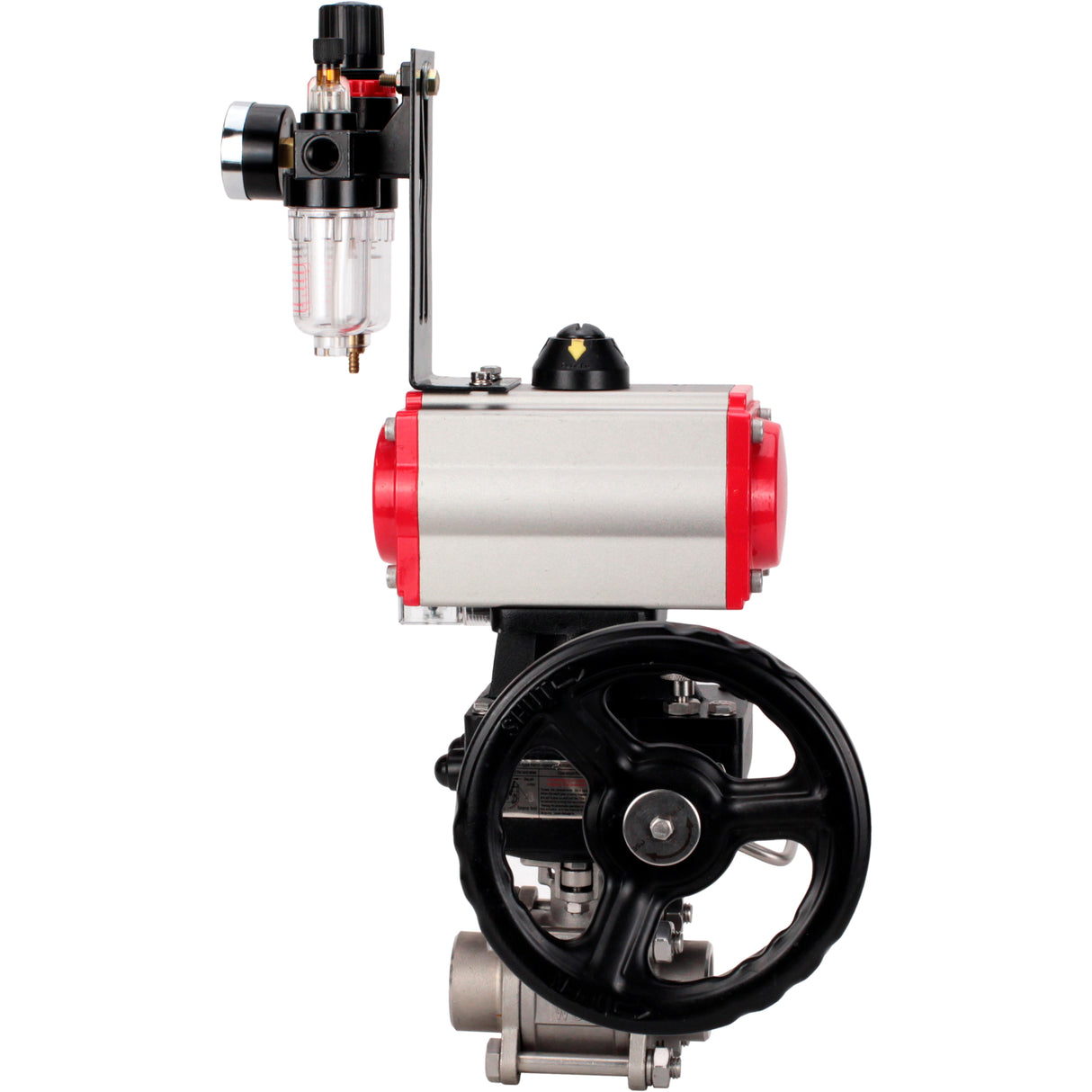 Ball valves Elephant BV3232P(3pc)-FP-W-ISO-H WDVF DN15-32 63 bar full bore, 316 stainless steel, seal - PTFE, for welding, with PA-DA pneumatic actuator, pneumatic distributor 4M310-08 220V, manual backup for MON, ATU AFC2000