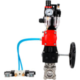 Ball valves Elephant BV3232P(3pc)-FP-W-ISO-H WDVF DN15-32 63 bar full bore, 316 stainless steel, seal - PTFE, for welding, with PA-DA pneumatic actuator, pneumatic distributor 4V320-08 220V, LSU APL-210N, manual backup for MON, ATU AFC2000