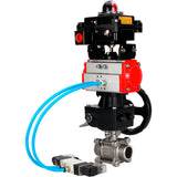 Ball valves Elephant BV3232P(3pc)-FP-W-ISO-H WDVF DN15-32 63 bar full bore, 316 stainless steel, seal - PTFE, for welding, with PA-DA pneumatic actuator, pneumatic distributor 4V320-08 220V, LSU APL-410N EX, manual backup for MON