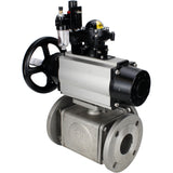 Ball valves Elephant BV3232P(4pc)-FP-3WL-F-ISO-H DN100 16 bar full bore, flanged, body - stainless steel SS316, ISO flange F10/F12, square 19x19, with pneumatic actuator PA-DA-105-1, pneumatic distributor 4M310-08 220V, LSU APL-210N and ATU AFC2000
