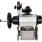 Ball valves Elephant BV3232P(4pc)-FP-3WL-F-ISO-H DN100 16 bar full bore, flanged, body - stainless steel SS316, ISO flange F10/F12, square 19x19, with pneumatic actuator PA-DA-105-1, pneumatic distributor 4M310-08 220V, LSU APL-210N and ATU AFC2000