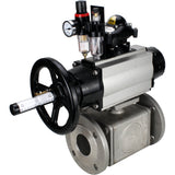 Ball valves Elephant BV3232P(4pc)-FP-3WL-F-ISO-H DN100 16 bar full bore, flanged, body - stainless steel SS316, ISO flange F10/F12, square 19x19, with pneumatic actuator PA-DA-105-1, pneumatic distributor 4M310-08 220V, LSU APL-210N and ATU AFC2000