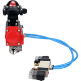 Ball valves Elephant BV3232P(4pc)-SP-3WL-T-ISO-H,  body material - Stainless steel AISI 316, seal - PTFE / PTFE / Teflon, with pneumatic actuator double action PA-DA, 4V320-10 220V, LSU APL-210N