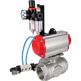 Ball valves Elephant BV3232P(4pc)-SP-3WL-T-ISO-H,  body material - Stainless steel AISI 316, seal - PTFE / PTFE / Teflon, with pneumatic actuator double action PA-DA, 4V320-10 220VATU AFC2000