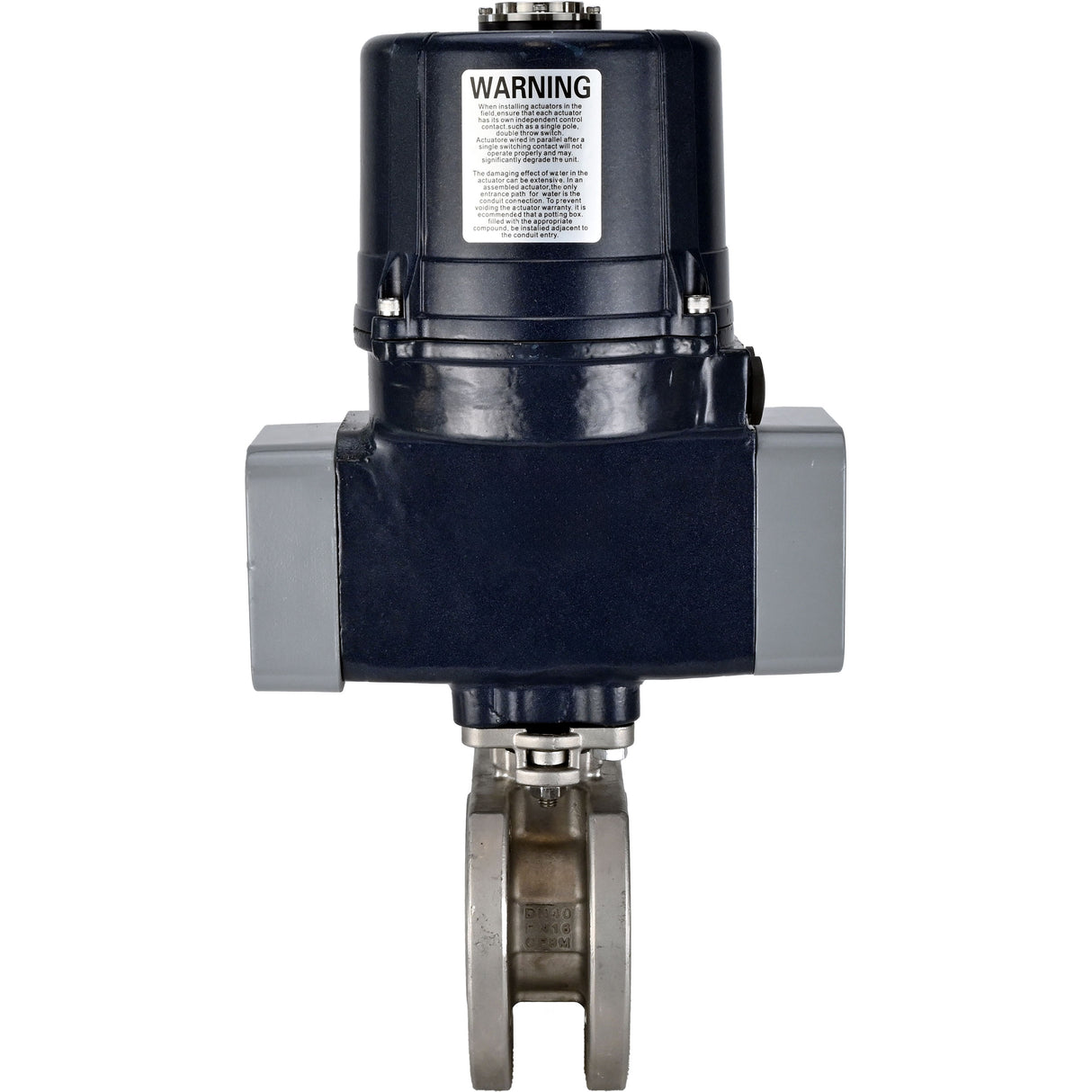 Ball valves Elephant BV3232P-FP-Fb-ISO-H full bore, interflanged, body - SS316 stainless steel, seal - PTFE, with electric quarter turn actuator Elephant QTSA-N-EM-O0-220VAC