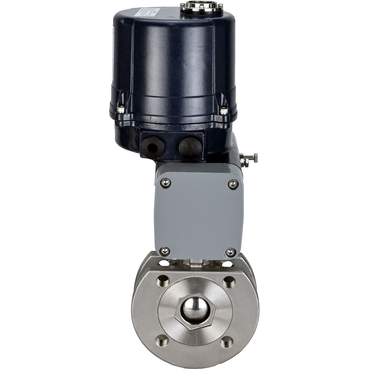 Ball valves Elephant BV3232P-FP-Fb-ISO-H full bore, interflanged, body - SS316 stainless steel, seal - PTFE, with electric quarter turn actuator Elephant QTSA-N-EM-O0-220VAC