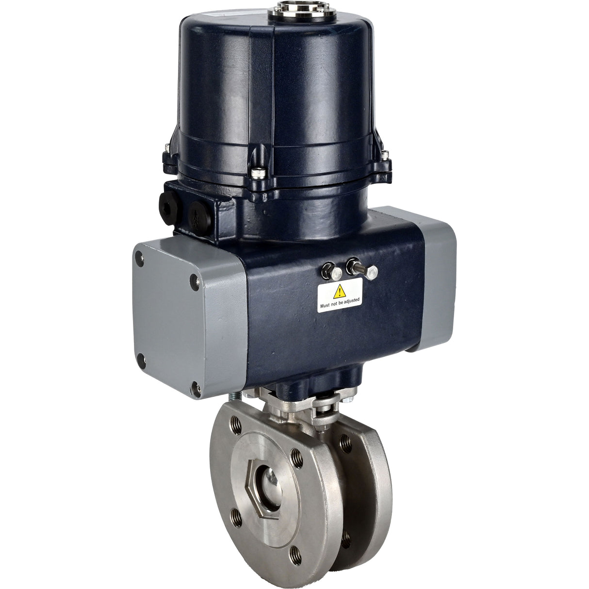 Ball valves Elephant BV3232P-FP-Fb-ISO-H full bore, interflanged, body - SS316 stainless steel, seal - PTFE, with electric quarter turn actuator Elephant QTSA-N-EM-O0-220VAC