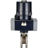 Ball valves Elephant BV3232P-FP-Fb-ISO-H full bore, interflanged, body - SS316 stainless steel, seal - PTFE, with electric quarter turn actuator Elephant QTSA-N-EM-O0-220VAC