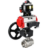 Ball valves Elephant BV3232P(2pc)-FP-T-ISO-H threaded, full bore, stainless steel body. steel SS316, seal - PTFE, with pneumatic drive Elephant PA-DA 052-105 pneumatic distributor 4M310-08 220V gearbox MON LSU APL-510N-EX