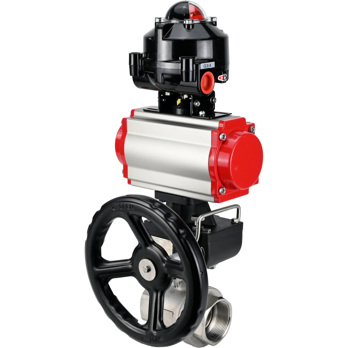 Ball valves Elephant BV3232P(2pc)-FP-T-ISO-H threaded, full bore, stainless steel body. steel SS316, seal - PTFE, with pneumatic drive Elephant PA-DA 052-105 pneumatic distributor 4M310-08 220V gearbox MON LSU APL-510N-EX