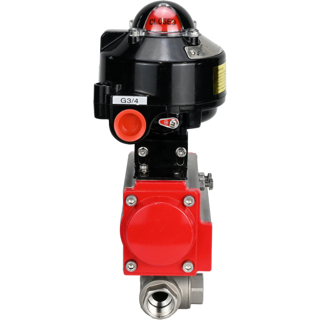 Vannes à boisseau sphérique Elephant BV3232P-SP-3L-T 3 voies type L, filetées, alésage standard, corps - acier inoxydable SS316, joint - PTFE, avec actionneur pneumatique Elephant PA-SA 052 -105 et BKV APL-510N-EX