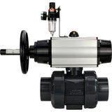 Ball valves Elephant BV4242E-FP-GRM-ISO, body material - UPVC, ball material - UPVC, seal - EPDM, with pneumatic actuator double action PA-DA-105-1, pneumatic distributor 4M310-08 24V and ATU AFC2000