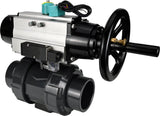 Ball valves Elephant BV4242E-FP-GRM-ISO, body material - UPVC, ball material - UPVC, seal - EPDM, with pneumatic actuator double action PA-DA-105-1, pneumatic distributor 4M310-08 24V and magnetic switch ALS200D
