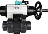 Ball valves Elephant BV4242E-FP-GRM-ISO, body material - UPVC, ball material - UPVC, seal - EPDM, with pneumatic actuator double action PA-DA-105-1, pneumatic distributor 4M310-08 24V and magnetic switch ALS200D