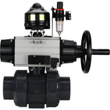 Ball valves Elephant BV4242E-FP-GRM-ISO, body material - UPVC, ball material - UPVC, seal - EPDM, with pneumatic actuator double action PA-DA-105-1, pneumatic distributor 4M310-08 220V, LSU APL-510N EX and ATU AFC2000