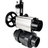 Ball valves Elephant BV4242E-FP-GRM-ISO, body material - UPVC, ball material - UPVC, seal - EPDM, with pneumatic actuator double action PA-DA-105-1, pneumatic distributor 4V320-08 220V and ATU AFC2000