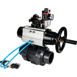 Ball valves Elephant BV4242E-FP-GRM-ISO, body material - UPVC, ball material - UPVC, seal - EPDM, with pneumatic actuator double action PA-DA-105-1, pneumatic distributor 4V320-08 220V, LSU APL-210N and ATU AFC2000