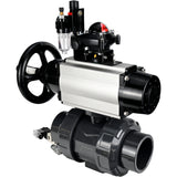 Ball valves Elephant BV4242E-FP-GRM-ISO, body material - UPVC, ball material - UPVC, seal - EPDM, with pneumatic actuator double action PA-DA-105-1, pneumatic distributor 4V320-08 220V, LSU APL-210N and ATU AFC2000