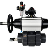 Ball valves Elephant BV4242E-FP-GRM-ISO, body material - UPVC, ball material - UPVC, seal - EPDM, with pneumatic actuator double action PA-DA-105-1, pneumatic distributor 4V320-08 220V, LSU APL-210N and ATU AFC2000