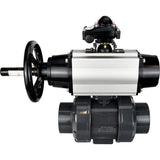 Ball valves Elephant BV4242E-FP-GRM-ISO, body material - UPVC, ball material - UPVC, seal - EPDM, with pneumatic actuator double action PA-DA-105-1, pneumatic distributor 4V320-10 220V and LSU APL-210N