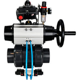 Ball valves Elephant BV4242E-FP-GRM-ISO, body material - UPVC, ball material - UPVC, seal - EPDM, with pneumatic actuator double action PA-DA-105-1, pneumatic distributor 4V320-08 220V, LSU APL-410N EX and ATU AFC2000