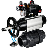 Ball valves Elephant BV4242E-FP-GRM-ISO, body material - UPVC, ball material - UPVC, seal - EPDM, with pneumatic actuator double action PA-DA-105-1, pneumatic distributor 4V320-08 220V, LSU APL-410N EX and ATU AFC2000