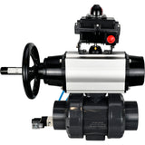 Ball valves Elephant BV4242E-FP-GRM-ISO, body material - UPVC, ball material - UPVC, seal - EPDM, with pneumatic actuator double action PA-DA-105-1, pneumatic distributor 4V320-08 220V and LSU APL-410N EX