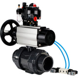 Ball valves Elephant BV4242E-FP-GRM-ISO, body material - UPVC, ball material - UPVC, seal - EPDM, with pneumatic actuator double action PA-DA-105-1, pneumatic distributor 4V320-08 220V, LSU APL-510N EX and ATU AFC2000