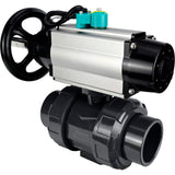 Ball valves Elephant BV4242E-FP-GRM-ISO, body material - UPVC, ball material - UPVC, seal - EPDM, with pneumatic actuator double action PA-DA-105-1 and magnetic switch ALS200D