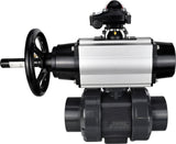 Ball valves Elephant BV4242E-FP-GRM-ISO, body material - UPVC, ball material - UPVC, seal - EPDM, with pneumatic actuator double action PA-DA-105-1 and LSU APL-210N