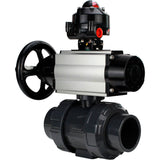 Ball valves Elephant BV4242E-FP-GRM-ISO, body material - UPVC, ball material - UPVC, seal - EPDM, with pneumatic actuator double action PA-DA-105-1 and LSU APL-510N EX