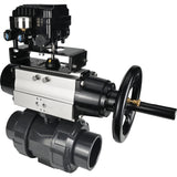 Ball valves Elephant BV4242E-FP-GRM-ISO, body material - UPVC, ball material - UPVC, seal - EPDM, with pneumatic actuator double action PA-DA-105-1 and electro-pneumatic rotary positioner YT-1000RSN without feedback