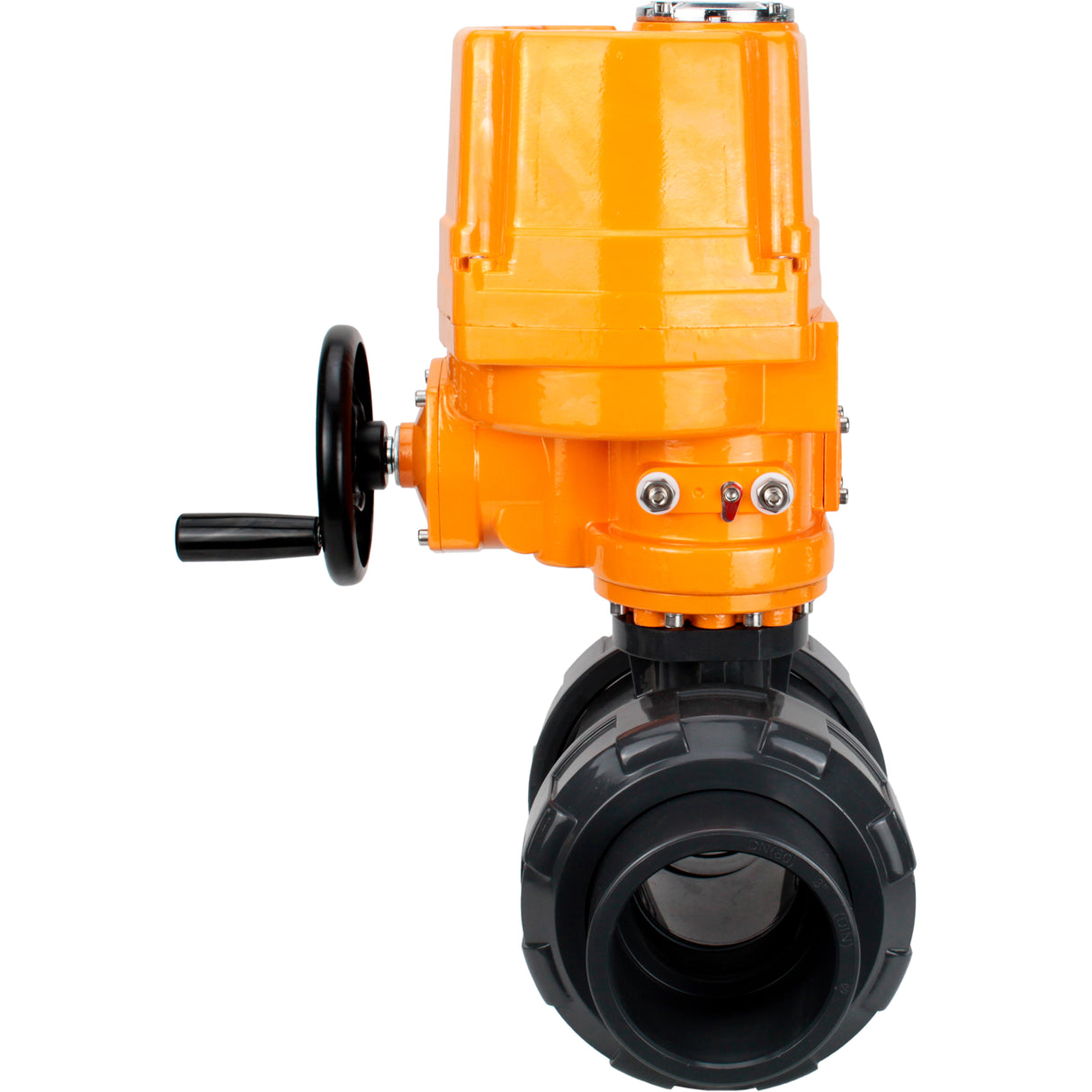 Ball valves Elephant BV4242E-FP-GRM-ISO, body material - UPVC, ball material - UPVC, seal - EPDM, with explosion-proof quarter-turn actuator QT-EX-EM-O2-220VAC-U1