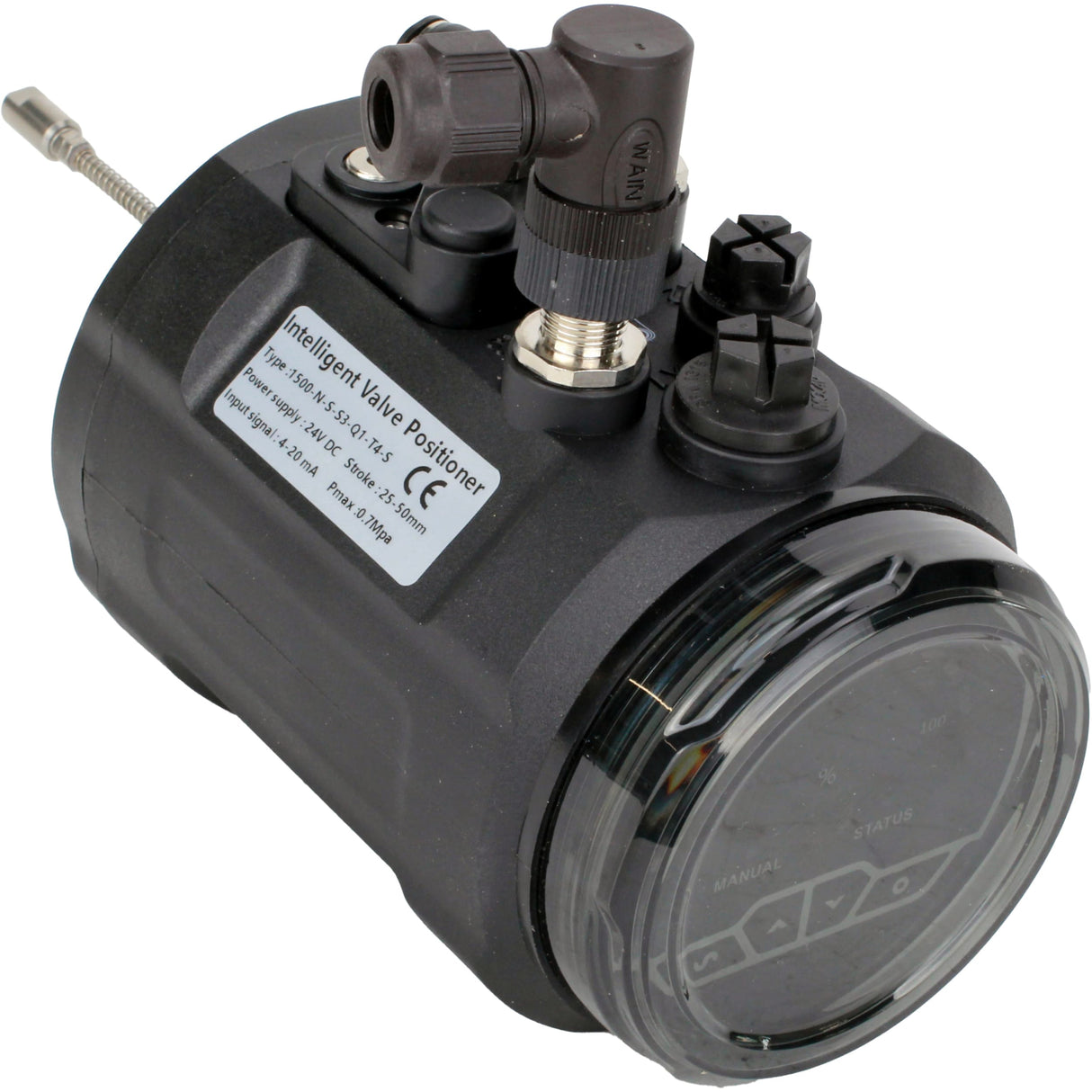 Electropneumatic positioners Elephant EIP-1500 intelligent, linear stroke range - 5-50mm, voltage - 24V, pressure - 3-7bar, housing - plastic, color - black