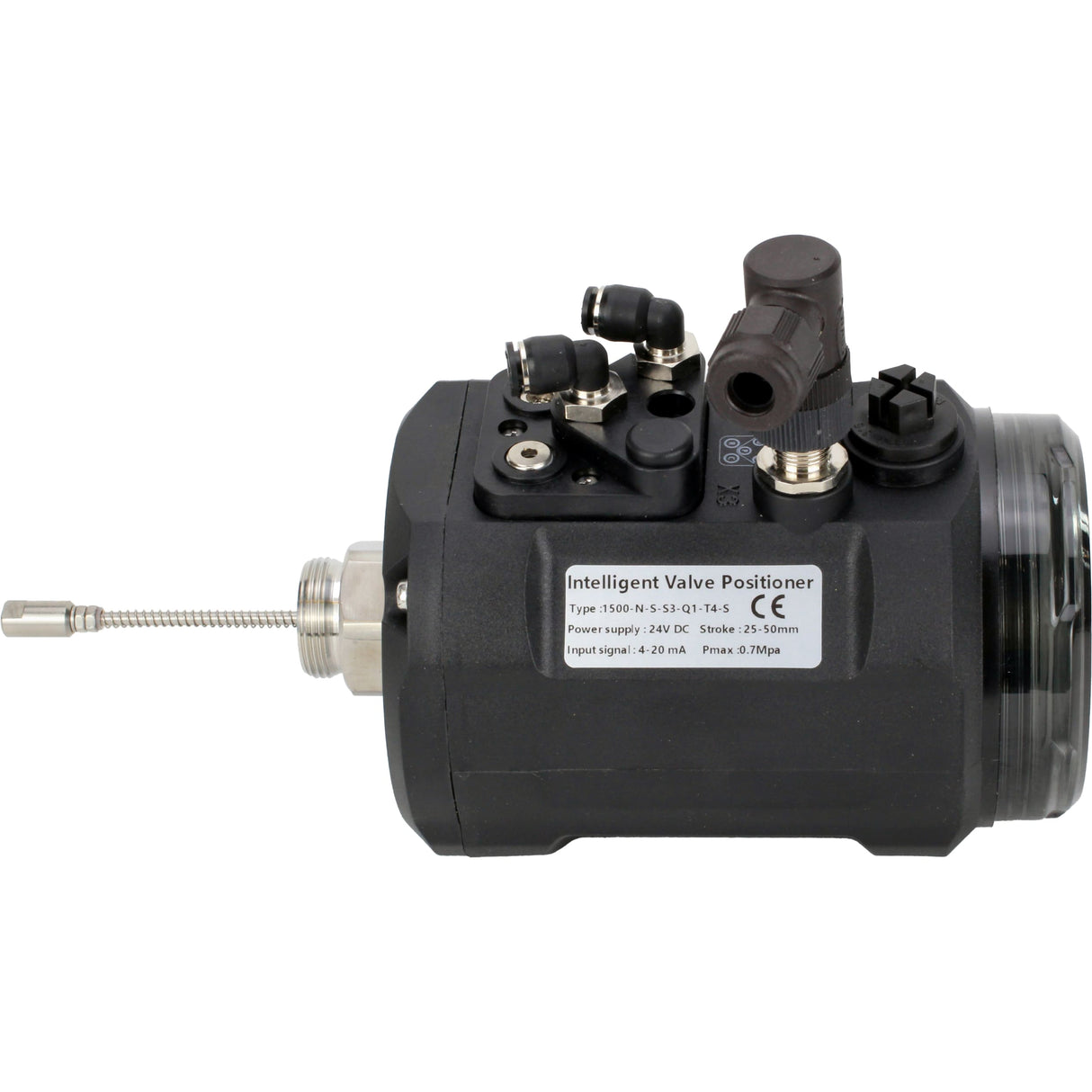 Electropneumatic positioners Elephant EIP-1500 intelligent, linear stroke range - 5-50mm, voltage - 24V, pressure - 3-7bar, housing - plastic, color - black