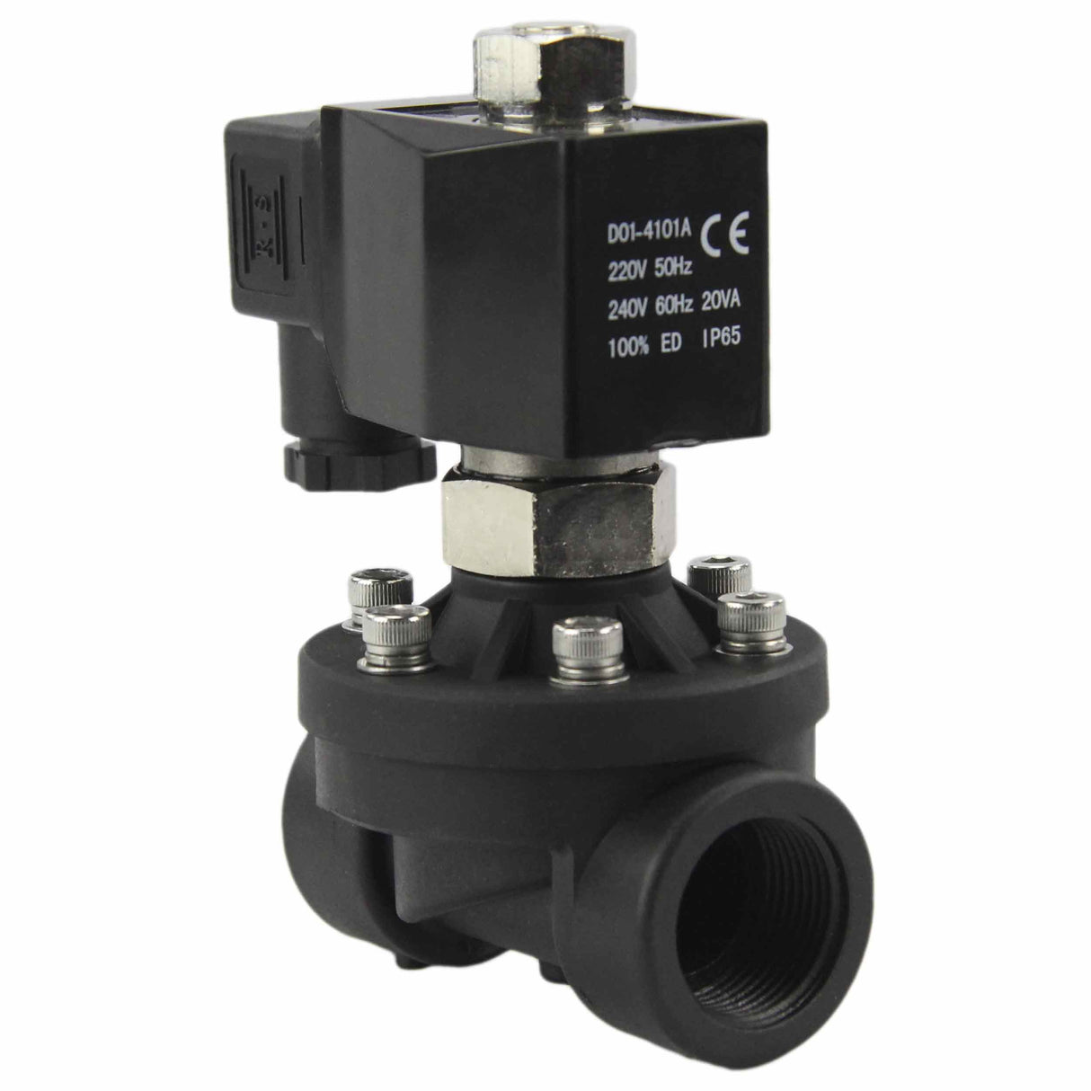 Electroválvula eléctrica de acción semidirecta, de dos vías, normalmente abierta, Elephant DW-51-NO EPDM G 110/220V, material del cuerpo: Nylon 66, junta: EPDM