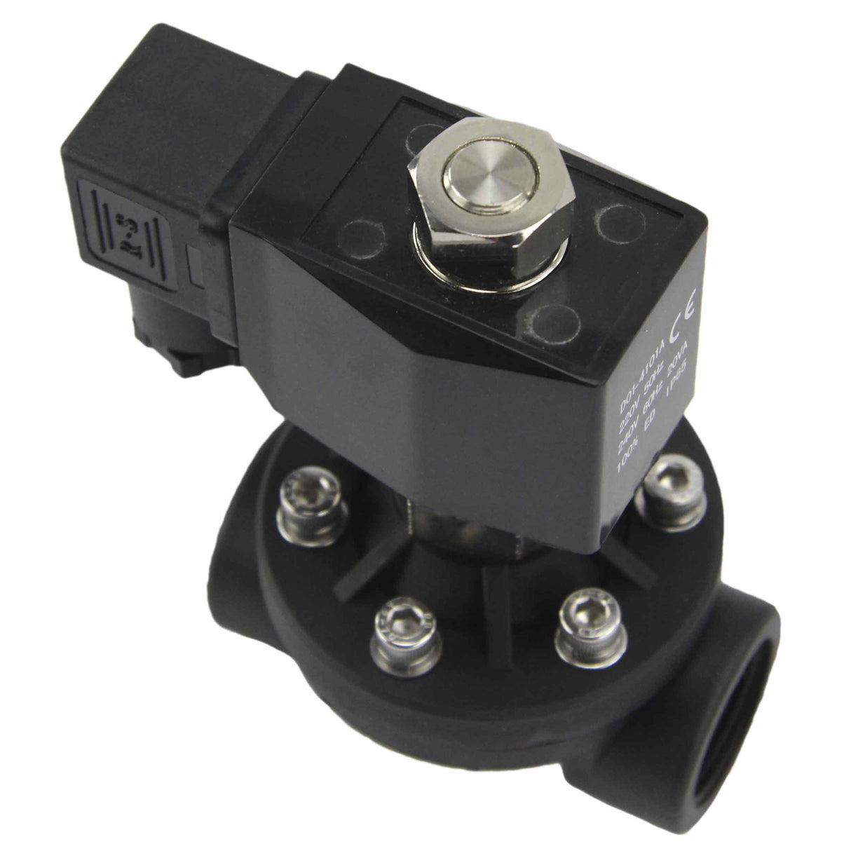Electroválvula eléctrica de acción semidirecta, de dos vías, normalmente abierta, Elephant DW-51-NO NBR G 24V, material del cuerpo - Nylon 66, junta - NBR