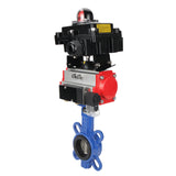 Vanne papillon d'eau Elephant GGG50-GGG40-EPDM matériau du corps - fonte GGG50, matériau du disque - fonte GGG40, joint - EPDM avec actionneur pneumatique Elephant SA, distributeur pneumatique 4M310-08 220V et bloc de fin de course APL-410N EX