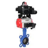 Vanne papillon d'eau Elephant GGG50-GGG40-EPDM matériau du corps - fonte GGG50, matériau du disque - fonte GGG40, joint - EPDM avec actionneur pneumatique Elephant SA, distributeur pneumatique 4M310-08 220V et bloc de fin de course APL-410N EX