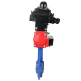 Vanne papillon d'eau Elephant GGG50-GGG40-EPDM matériau du corps - fonte GGG50, matériau du disque - fonte GGG40, joint - EPDM avec actionneur pneumatique Elephant SA, distributeur pneumatique 4M310-08 220V et bloc de fin de course APL-410N EX