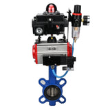 Water butterfly valve Elephant GGG50-GGG40-EPDM body material - cast iron GGG50, disk material - cast iron GGG40, seal - EPDM with pneumatic actuator Elephant SA, pneumatic distributor 4M310-08 220V, limit switch block APL-410N EX and air filter AFC2000