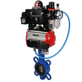 Water butterfly valve Elephant GGG50-GGG40-EPDM body material - cast iron GGG50, disk material - cast iron GGG40, seal - EPDM with pneumatic actuator Elephant SA, pneumatic distributor 4M310-08 220V, limit switch block APL-410N EX and air filter AFC2000