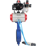 Vanne papillon d'eau Elephant WBV1413E-2W-Fb-H, matériau du corps - fonte GGG50, matériau du disque - fonte GGG40, joint - EPDM, avec actionneur pneumatique double effet PA-DA, 4V320-10 220V, BKV APL-410N EX, BPV AFC2000