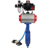 Vanne papillon d'eau Elephant WBV1413E-2W-Fb-H, matériau du corps - fonte GGG50, matériau du disque - fonte GGG40, joint - EPDM, avec actionneur pneumatique double effet PA-DA, 4V320-10 220V, BKV APL-410N EX, BPV AFC2000